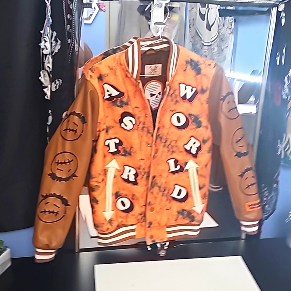 Brand X Astro World Travis Scott Youth Varsity Jacket Size L pit 18 leng…